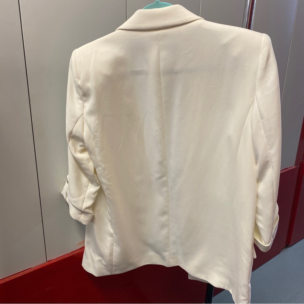 ZARA White Women's Blazer - Tailored Open Front | Size L - Picture 4 of 6